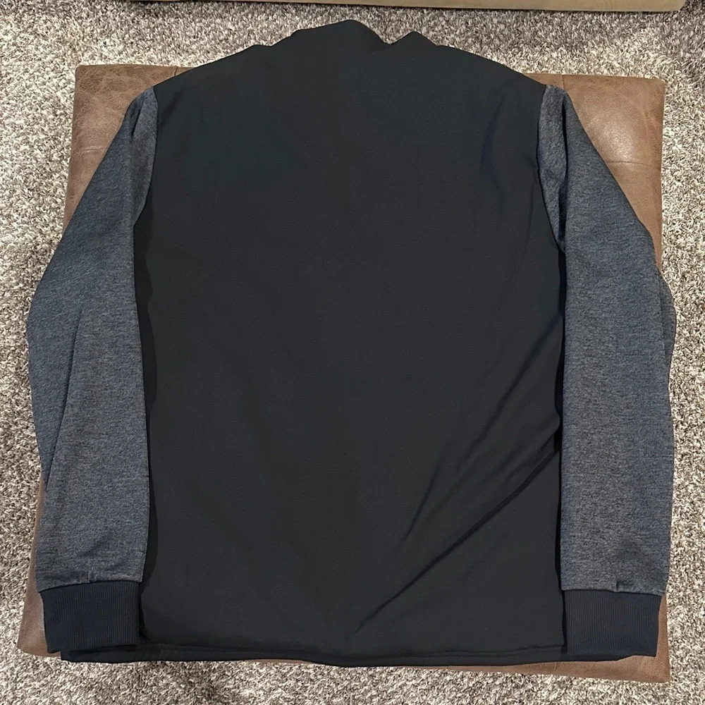 University of Miami Adidas Men's Black and Dark Gray Pullover Quarter Zip